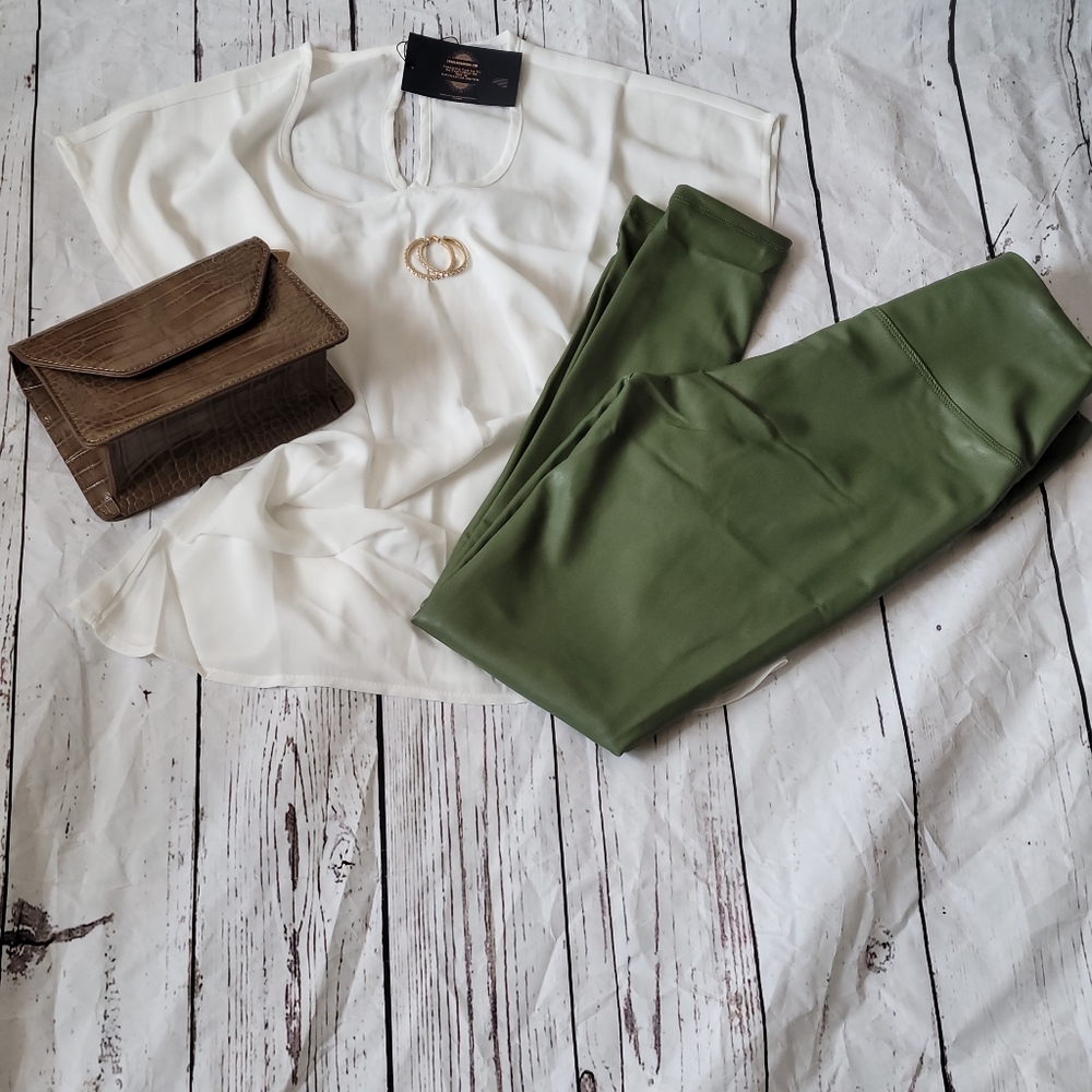 Zenana Olive Faux Leather Leggings